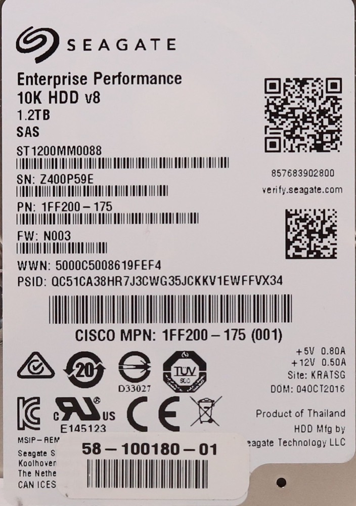 Жёсткий диск Cisco ST1200MM0088 1.2TB 2.5" 12Gb/s 10K RPM SAS Hard Drive P/N: 1FF200-175 — фото 3