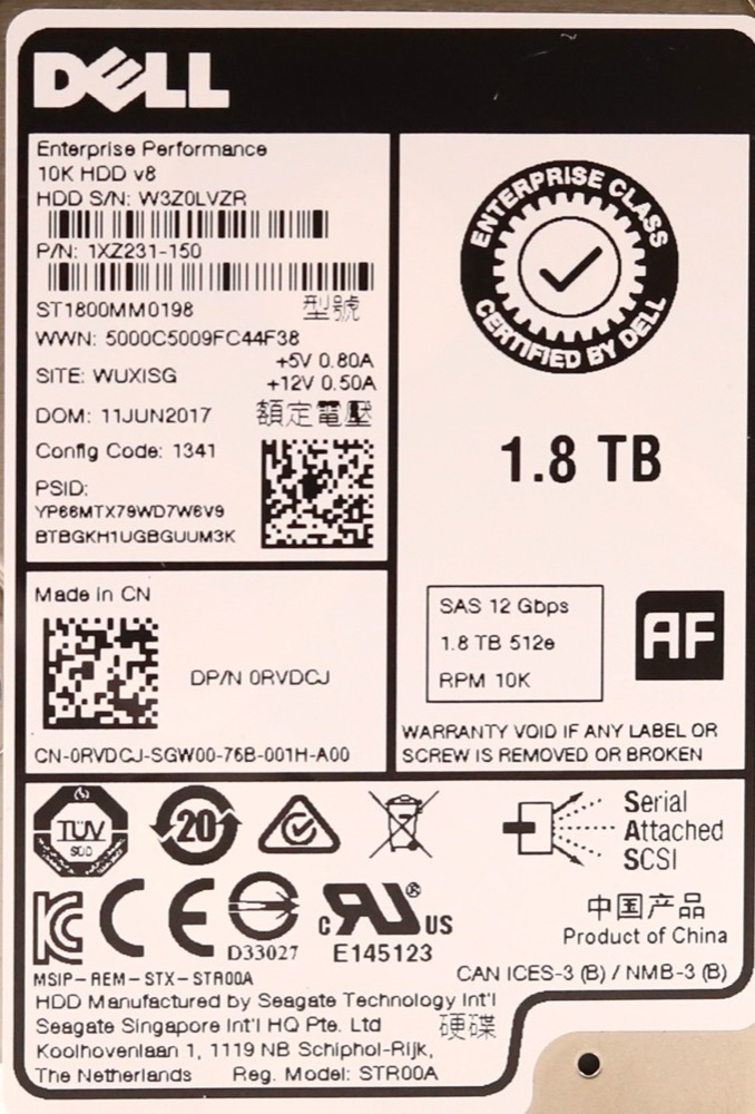 Компонент Dell ST1800MM0198 1.8TB 2.5" 12Gb/s 10K RPM SAS Drive Dell P/N: 0RVDCJ Tested — фото 2