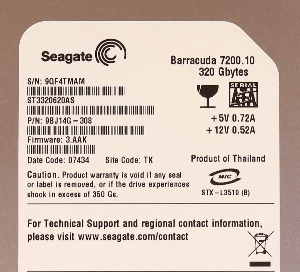 Жёсткий диск New ListingSeagate ST3320620AS 320GB 3.5" 3Gb/s 16MB 7.2K RPM SATA HDD P/N: 9BJ14G-308 — фото 2