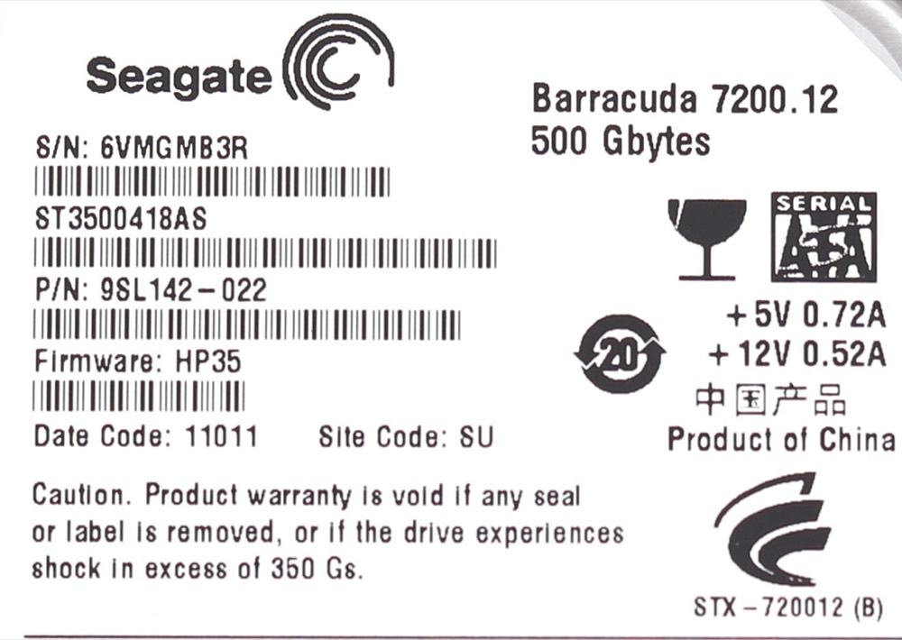 Жёсткий диск Seagate Barracuda ST3500418AS 500GB 3.5" SATA Hard Drive P/N: 9SL142-022 Tested — фото 3