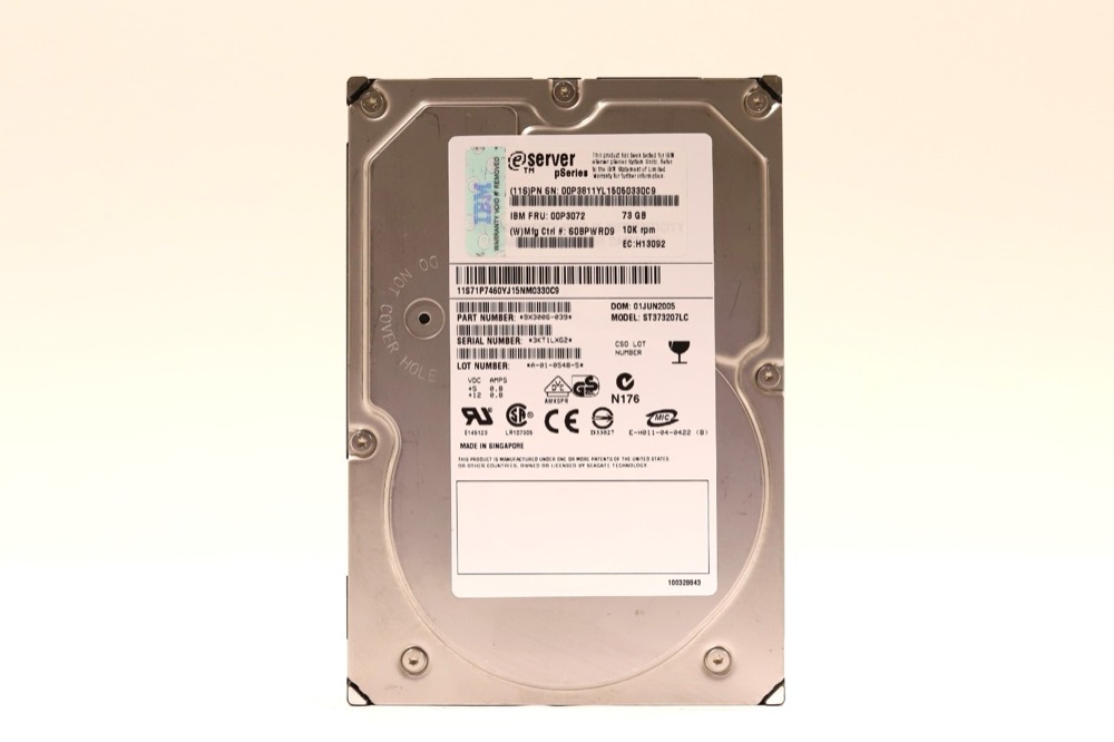 Жёсткий диск IBM ST373207LC 73.4GB 3.5" 8MB 10K RPM Ultra320 SCSI Hard Drive P/N: 00P3072 — фото 1