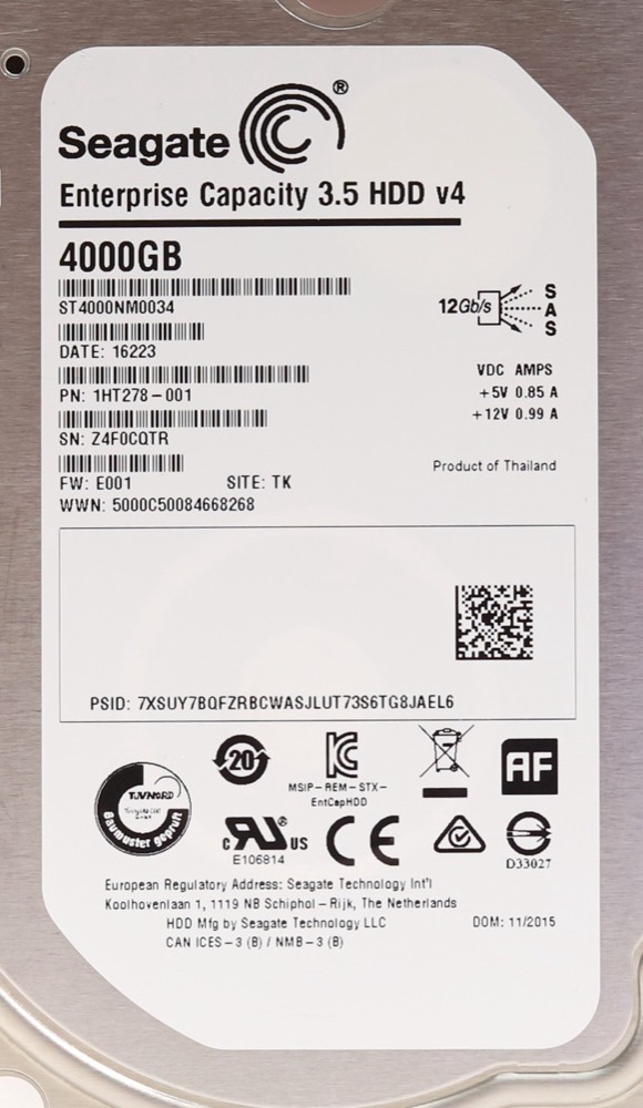 Компонент New ListingSeagate ST4000NM0034 4TB 3.5" 12Gb/s 128MB 7.2K RPM SAS Drive P/N: 1HT278-001 — фото 2