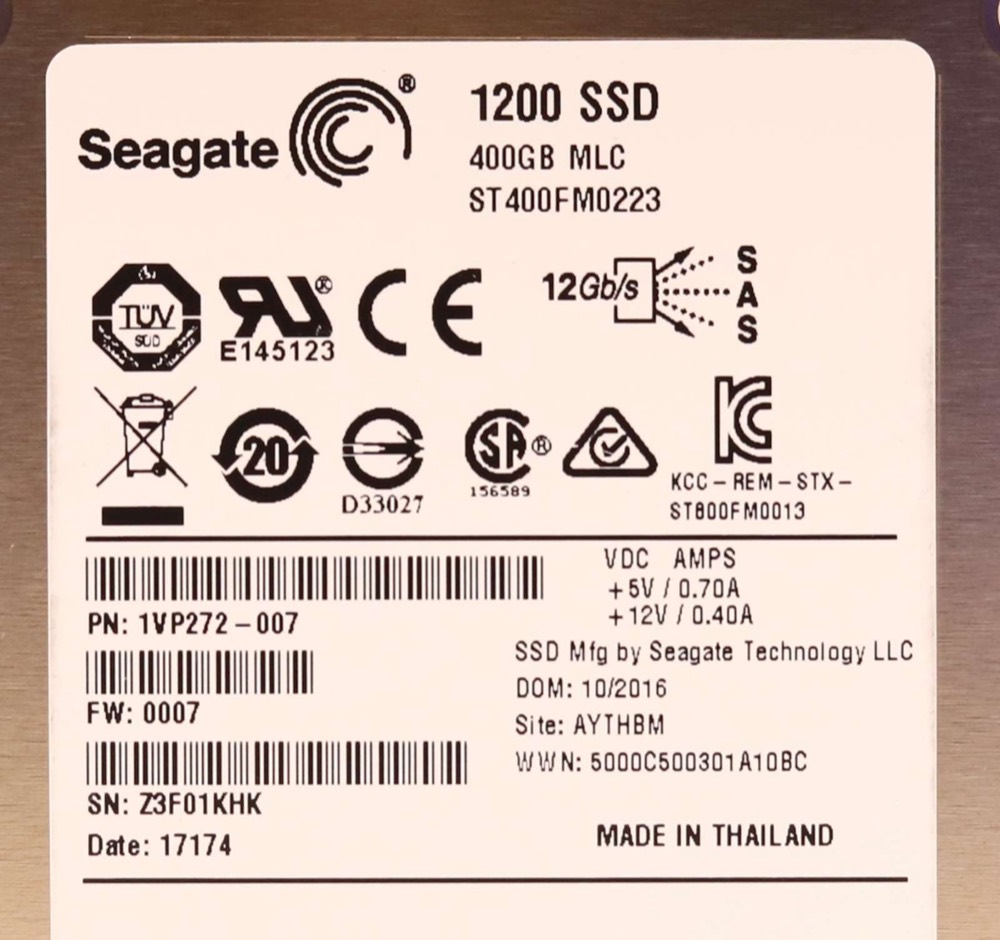 SSD-накопитель Seagate ST400FM0223 400GB 2.5" 12Gb/s MLC SAS Solid State Drive P/N: 1VP272-007 — фото 2