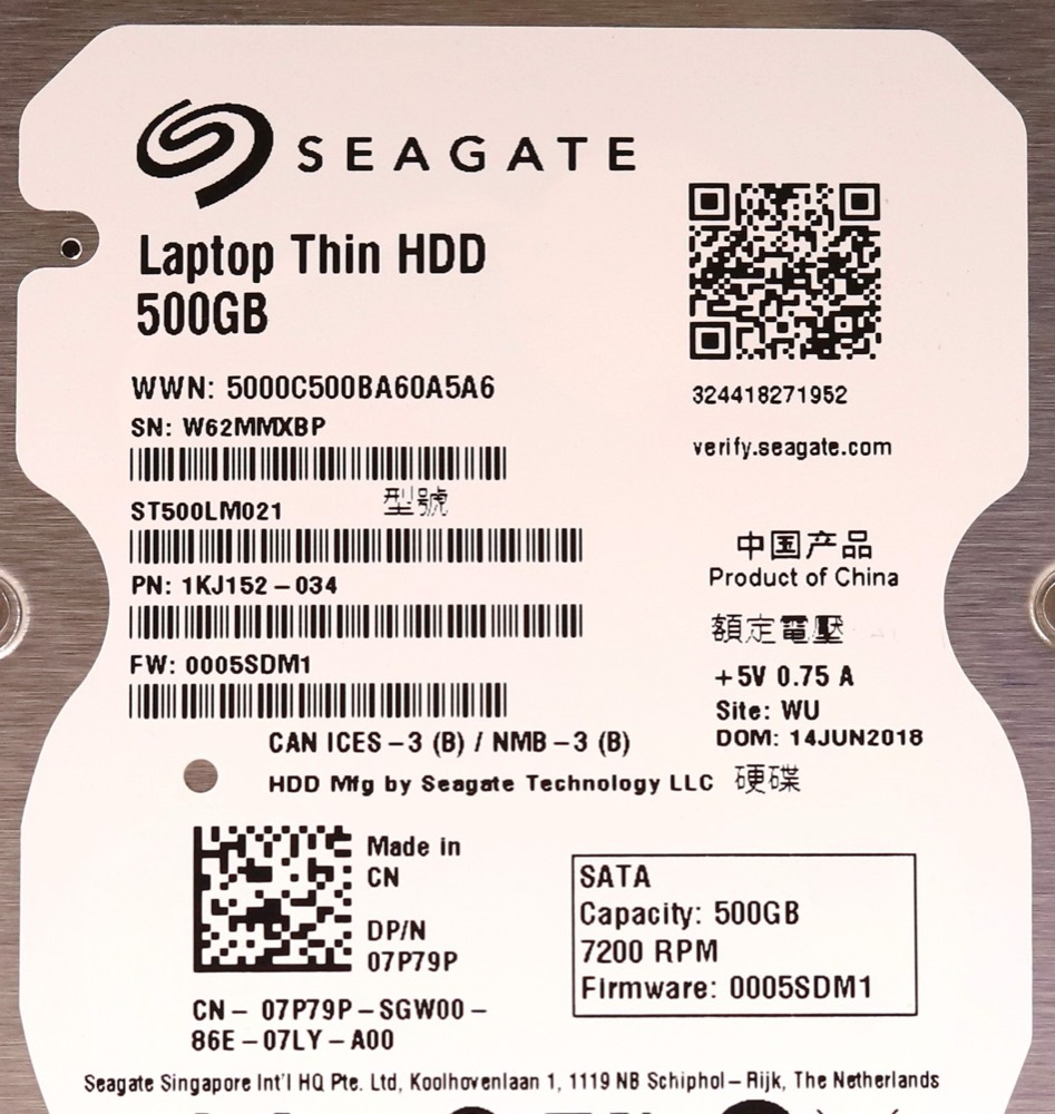 Жёсткий диск Dell ST500LM021500GB 500GB 2.5" 6Gb/s 32MB 7.2K RPM SATA HDD Dell P/N: 07P79P — фото 2