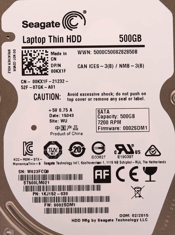 Жёсткий диск Dell ST500LM021 500GB 2.5" 6Gb/s 32MB 7.2K RPM SATA Hard Drive Dell P/N: 00KX1F — фото 2