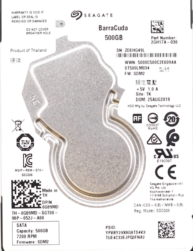 Жёсткий диск Dell ST500LM034 500GB 2.5" 6Gb/s 7.2K RPM SATA HDD Dell P/N: 0G89MD Tested — фото 2