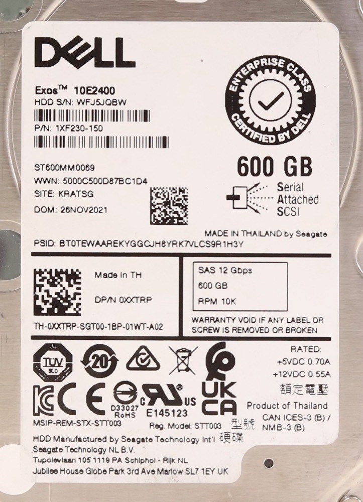 Жёсткий диск New ListingDell ST600MM0069 600GB 2.5" 12Gb/s 128MB 10K RPM SAS Hard Drive Dell P/N: 0XXTRP — фото 2