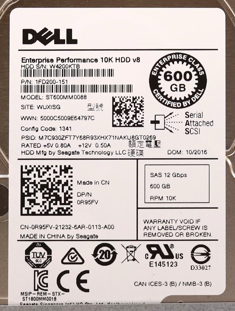 Жёсткий диск Dell 600 ГБ SAS 12 Гбит/с 10K 2,5" с салазками (ST600MM0088, 0R95FV) — фото 2
