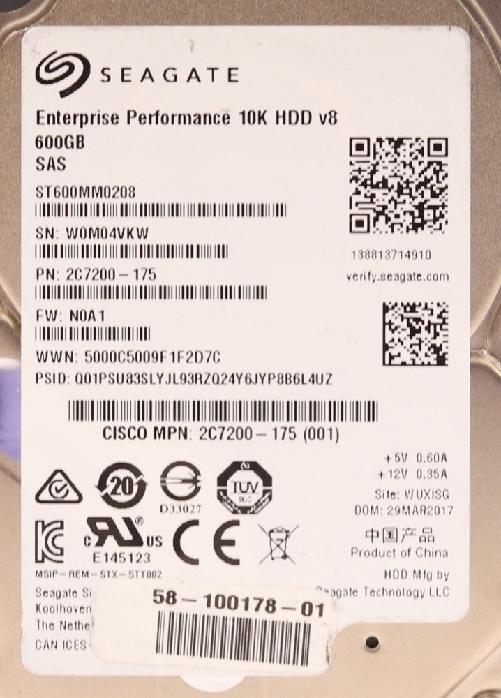 Жёсткий диск Cisco ST600MM0208 600GB 2.5" 12Gb/s 10K RPM SAS Hard Drive P/N:2C7200-175 Tested — фото 2