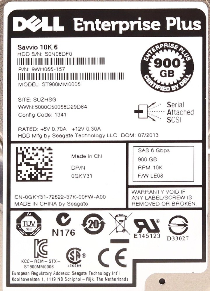 Компонент Dell ST900MM0006 900GB 2.5" 6Gb/s 10K RPM SAS Drive Dell P/N: 0GKY31 Tested — фото 2