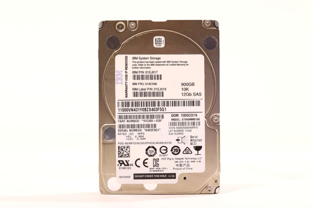 Жёсткий диск IBM ST900MM0168 900GB 2.5" 12Gb/s 10K SAS Hard Drive FRU P/N: 01EJ019 Tested — фото 1