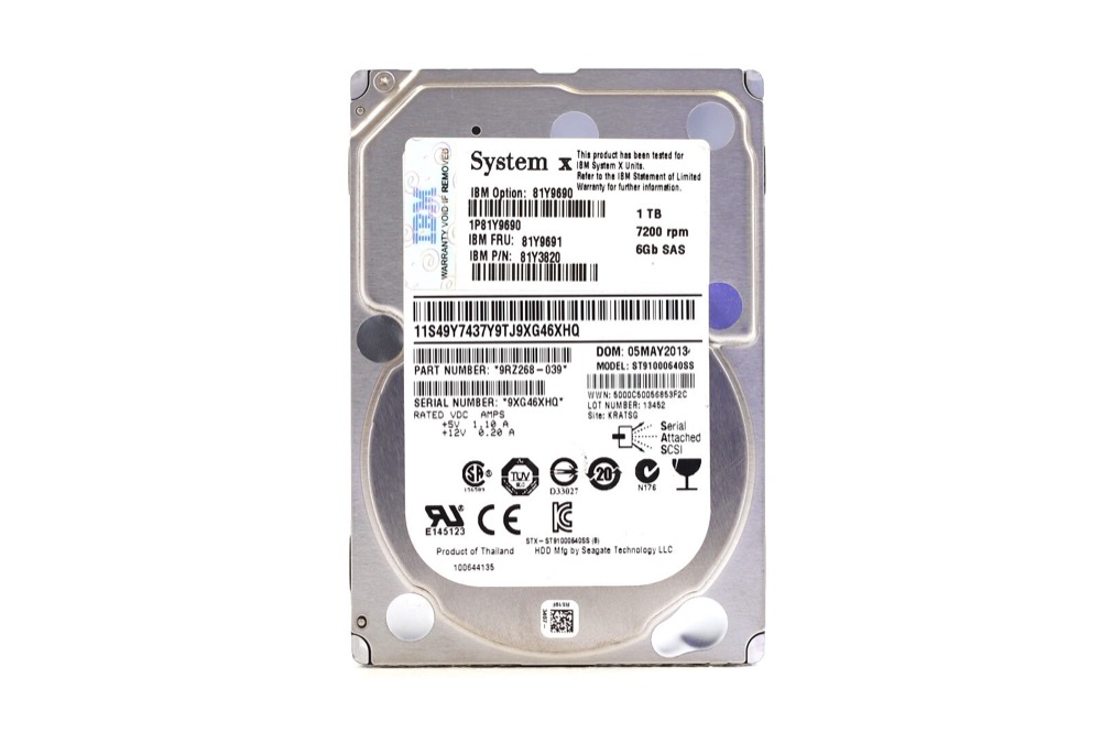 Компонент IBM ST91000640SS 1TB 2.5" 6Gb/s 7.2K RPM SAS Serve Drive FRU P/N: 81Y9691 Tested — фото 1