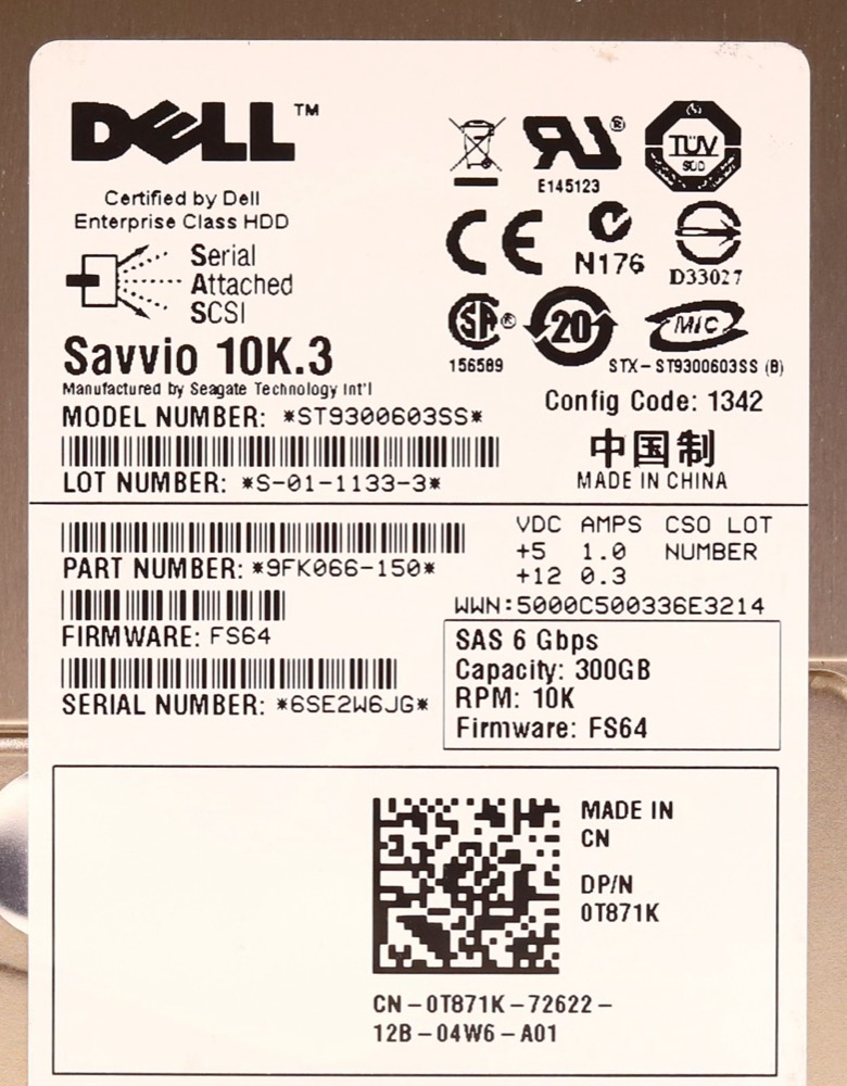 Жёсткий диск Dell ST9300603SS 300GB 2.5" 6Gb/s 10K RPM SAS Hard Drive Dell P/N: 0T871K Tested — фото 2