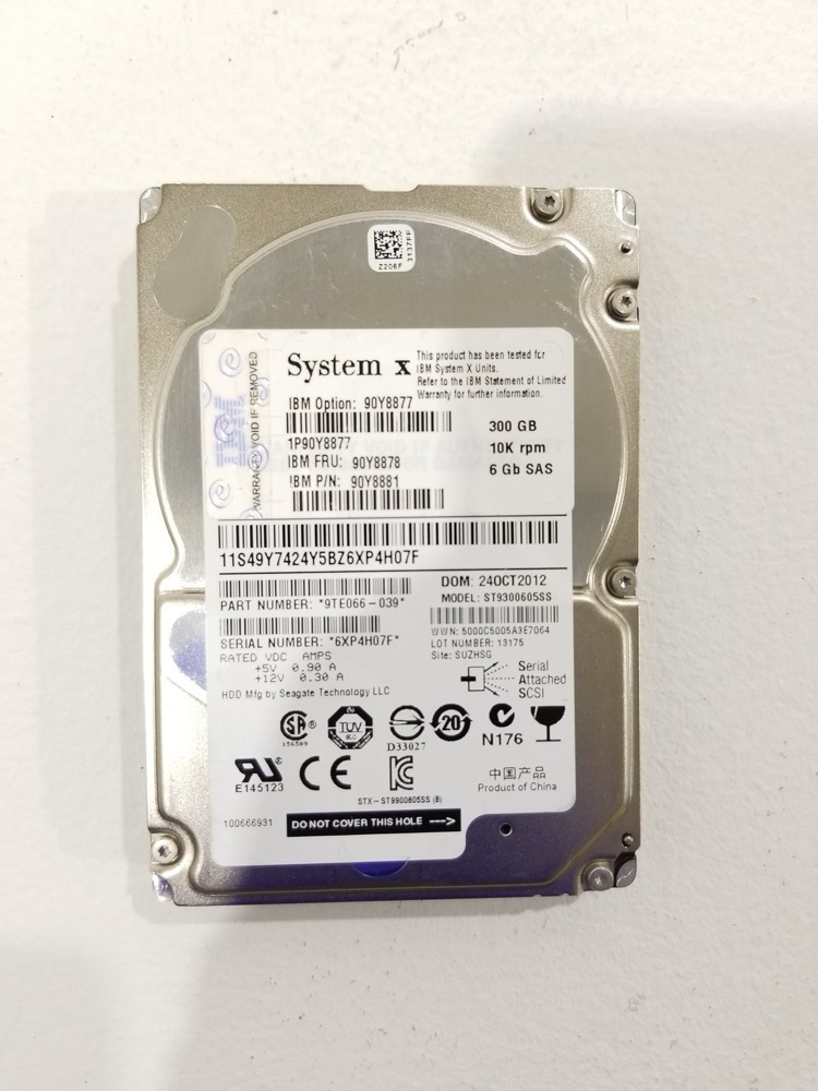 Жёсткий диск IBM ST9300605SS 300GB 2.5" 6Gb/s 10K RPM SAS Hard Drive FRU P/N: 90Y8878 Tested — фото 1