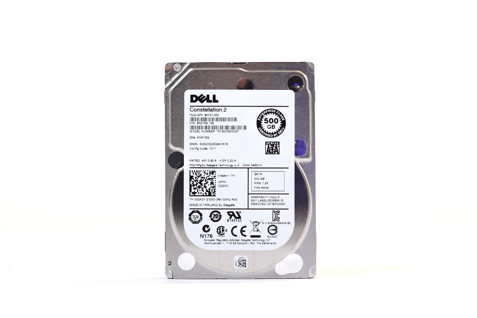 Жёсткий диск Dell ST9500620NS 500GB 2.5" 6Gb/s 7.2K RPM SATA HDD Dell P/N: 000X3Y Tested — фото 1