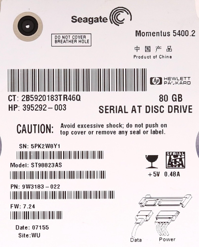 Жёсткий диск Seagate ST98823AS 80GB 2.5" 1.5Gb/s 8MB 5.4K RPM SATA HDD P/N: 9W3183-022 Tested — фото 2