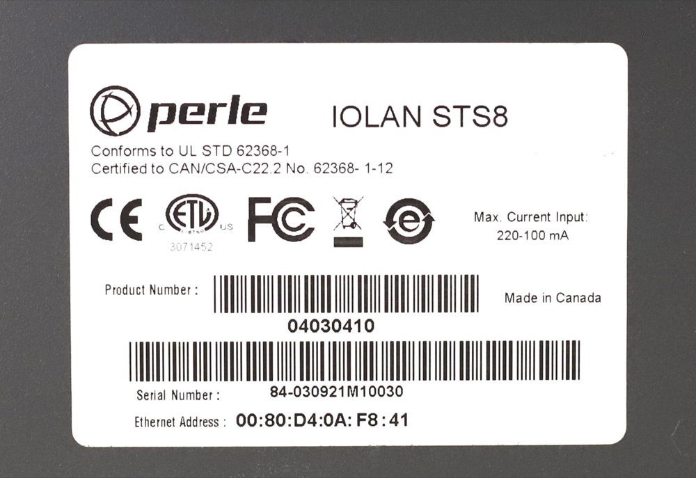 Сервер Perle IOLAN STS8 8-Port Ethernet Secure Terminal Server With Ears P/N: 04030410 — фото 3