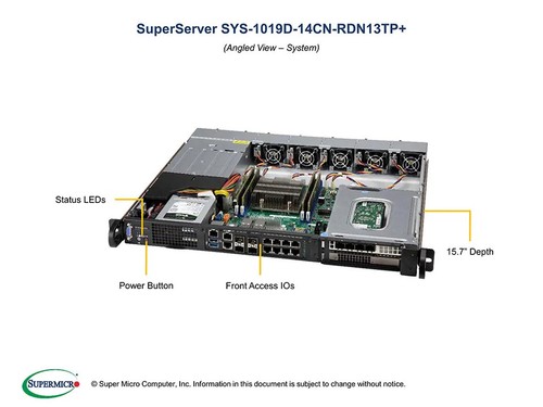 Сервер Supermicro SYS-1019D-14CN-RDN13TP+ 1U, 14 ядер, 4x10G SFP+, БП 600 Вт DC — фото 1
