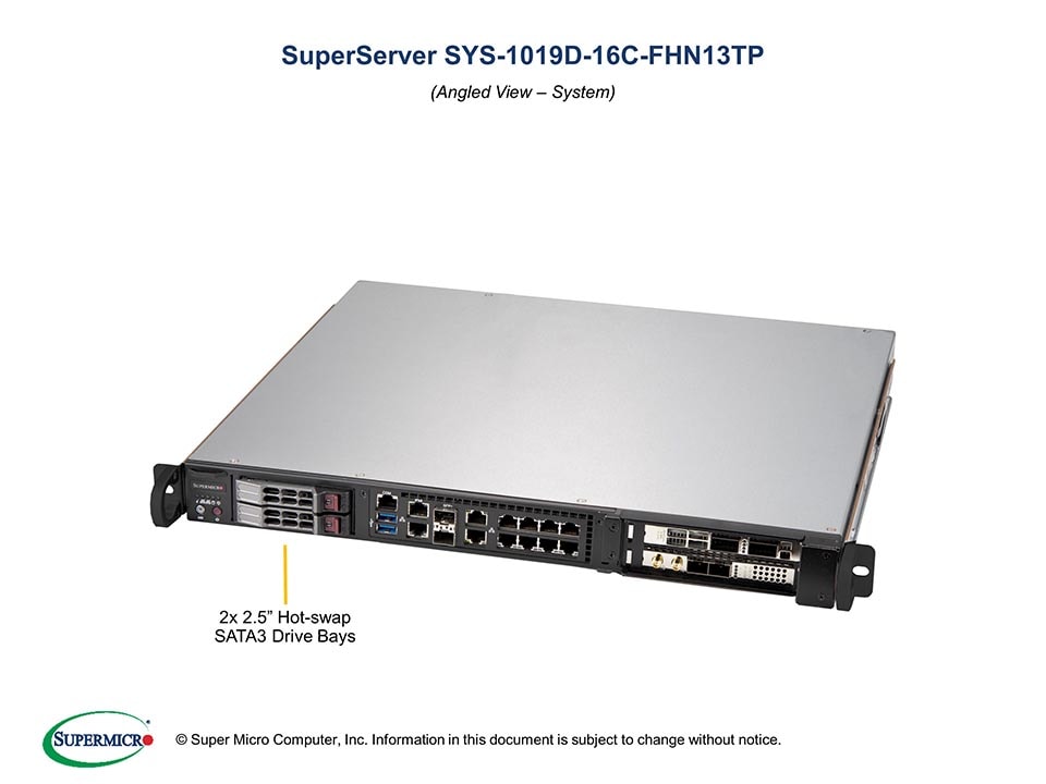 Аксессуар Supermicro 1U IoT SuperServer Barebone (SYS-1019D-16C-FHN13TP) — фото 2