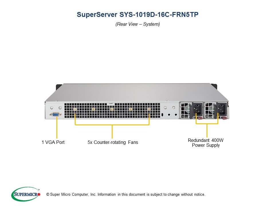 Сервер SuperMicro SYS-1019D-16C-FRN5TP 1U System with Redundant 400W PWS — фото 5