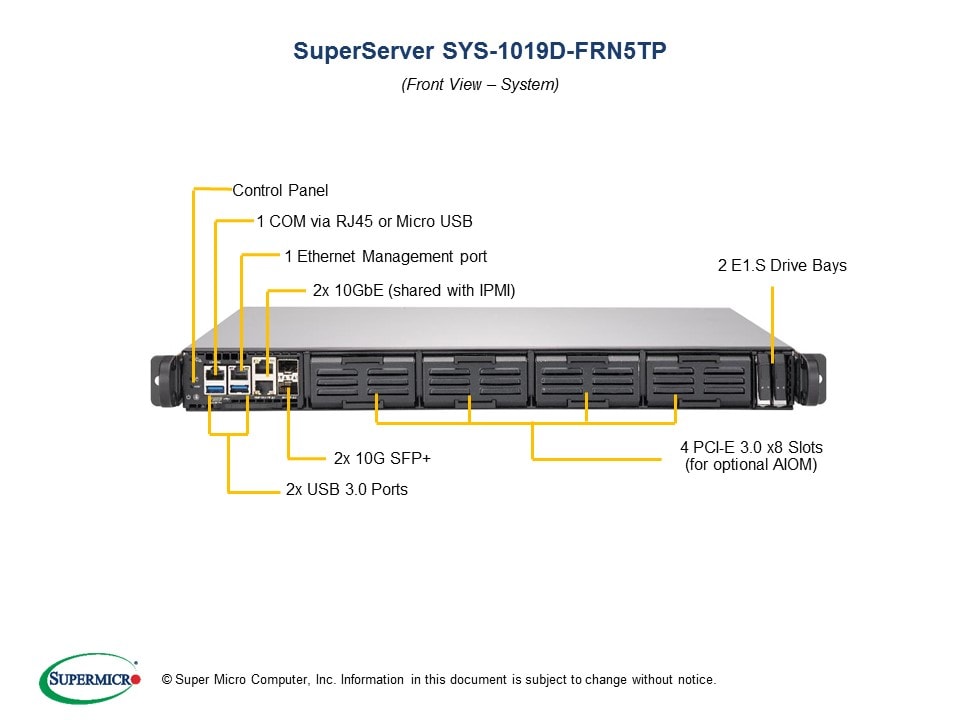 Сервер SuperMicro SYS-1019D-FRN5TP 1U 400W Server w/ X11SDS-8C MB — фото 5