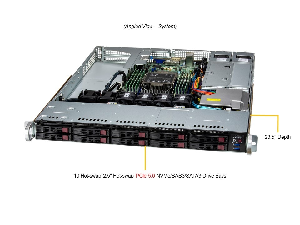 Сервер Supermicro 1U WIO SuperServer SYS-111E-WR (10×SFF, Xeon Scalable, DDR5) — фото 3