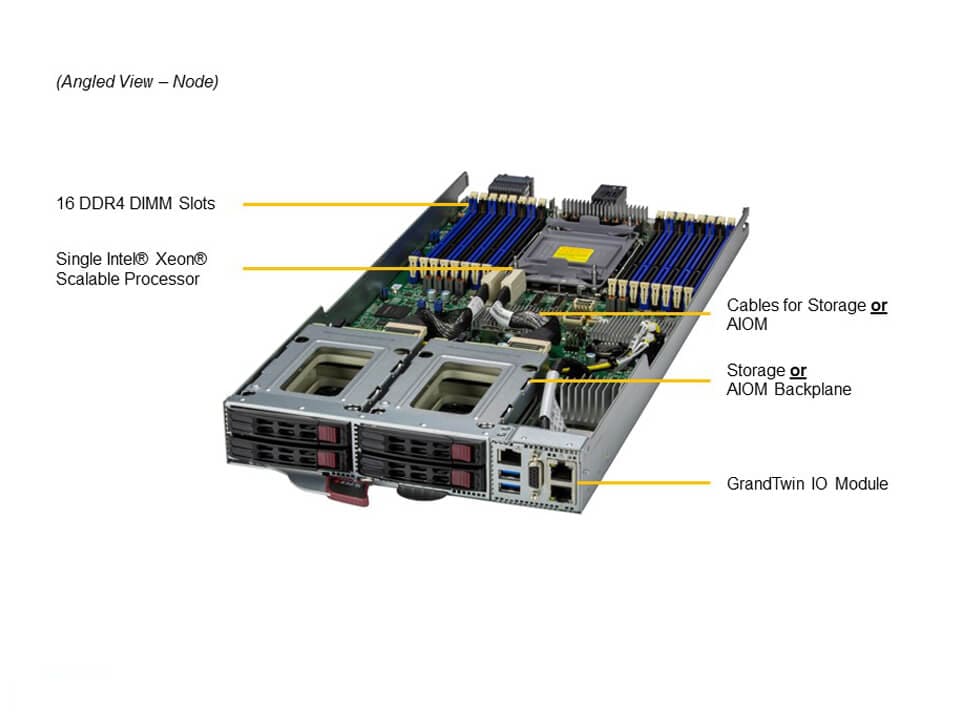 Сервер SuperMicro SYS-210GT-HNC8F 2U 4-node UP GrandTwin - 4 2.5" SAS/SATA drives/node — фото 4
