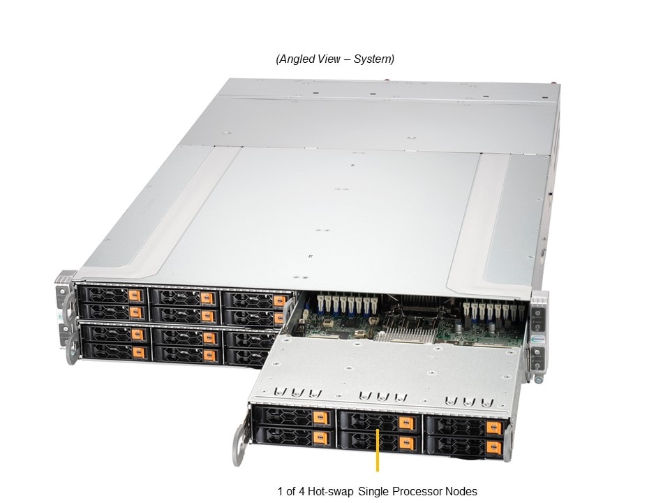 SSD-накопитель SSD SuperMicro SYS-211GT-HNC8R 2U 4-Node Server-6 hot-swap 2.5" NVMe/SAS/SATA / node — фото 3