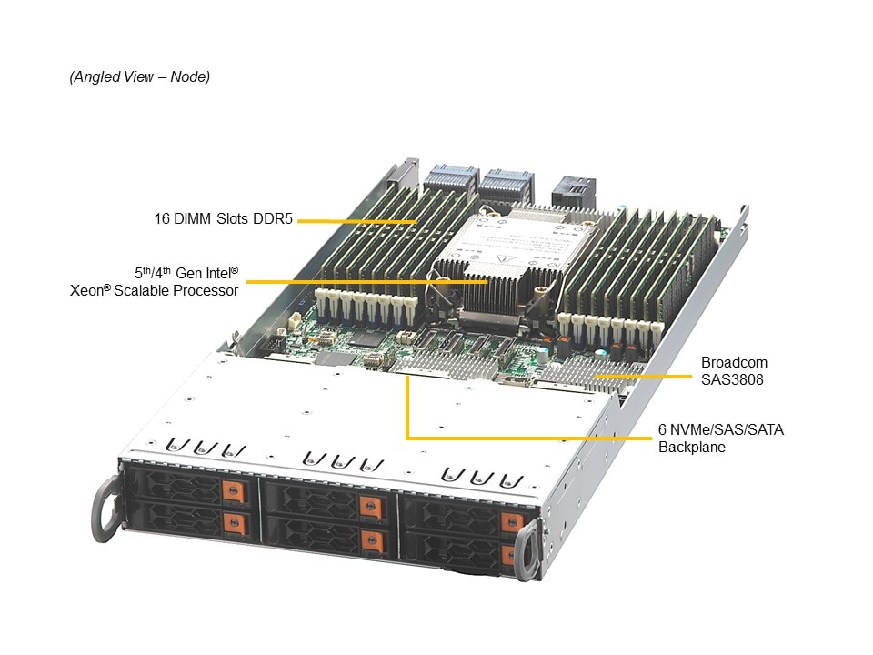 SSD-накопитель SSD SuperMicro SYS-211GT-HNC8R 2U 4-Node Server-6 hot-swap 2.5" NVMe/SAS/SATA / node — фото 4