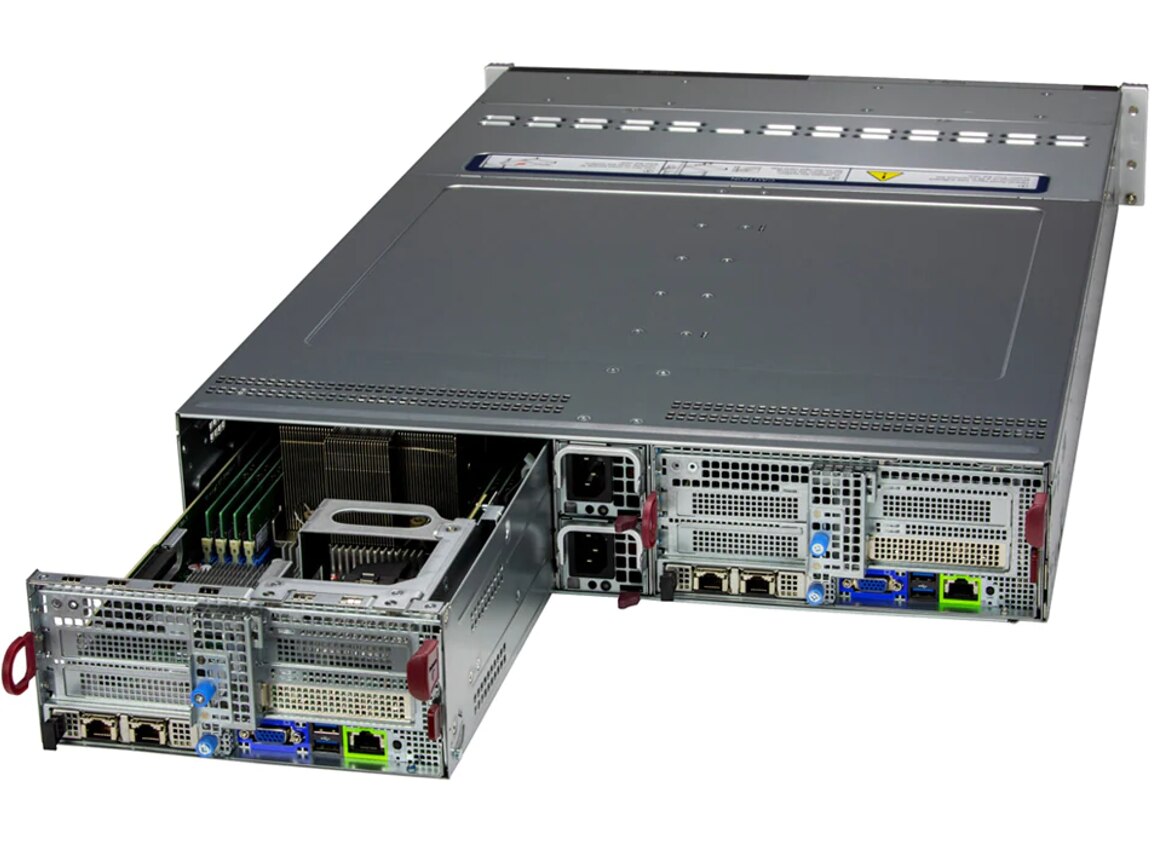 Сервер Supermicro 2U BigTwin SYS-221BT-DNTR, 2 узла, Xeon 4/5 пок., 16 DDR5 на узел — фото 1