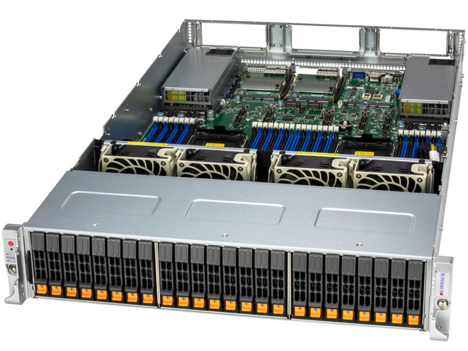 Сервер Supermicro 2U CloudDC SYS-222C-TN, 2x Xeon 6700/6500, 32 DDR5, 24 отсека 2,5" — фото 1