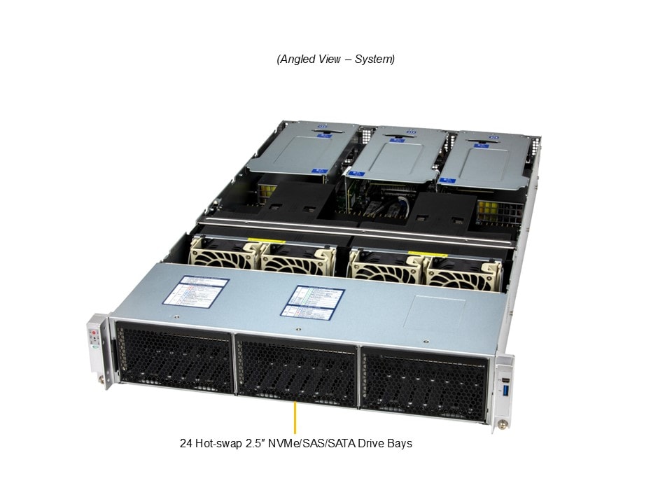 Сервер Supermicro 2U CloudDC SYS-222C-TN, 2x Xeon 6700/6500, 32 DDR5, 24 отсека 2,5" — фото 3