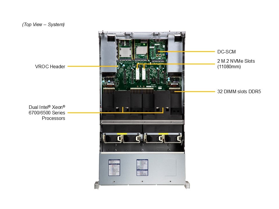 Сервер Supermicro 2U CloudDC SYS-222C-TN, 2x Xeon 6700/6500, 32 DDR5, 24 отсека 2,5" — фото 5