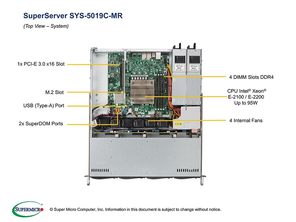 Сервер SuperMicro SYS-5019C-MR 1U Server - X11SCM-F, CSE-813MFTQC-R407C — фото 4