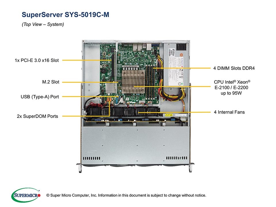 Сервер SuperMicro SYS-5019C-M 1U 350W Server (X11SCM-F, 813MFTQC-350CB) — фото 4
