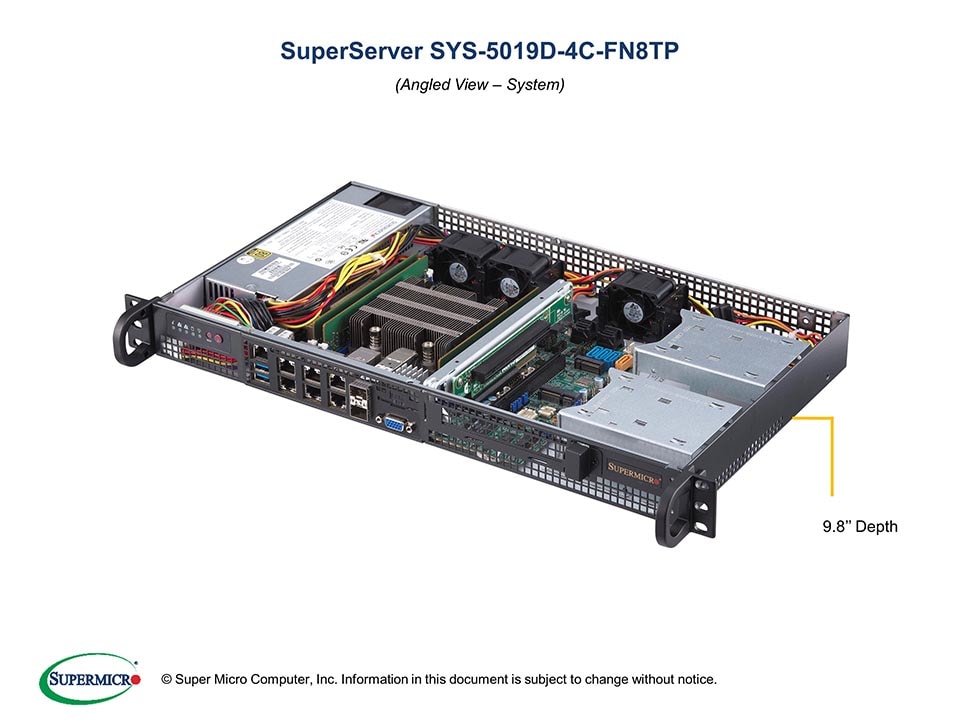 Сервер SuperMicro SYS-5019D-4C-FN8TP 1U Server - Skylake D, X11SDV-4C-TP8F, 505-203B — фото 2
