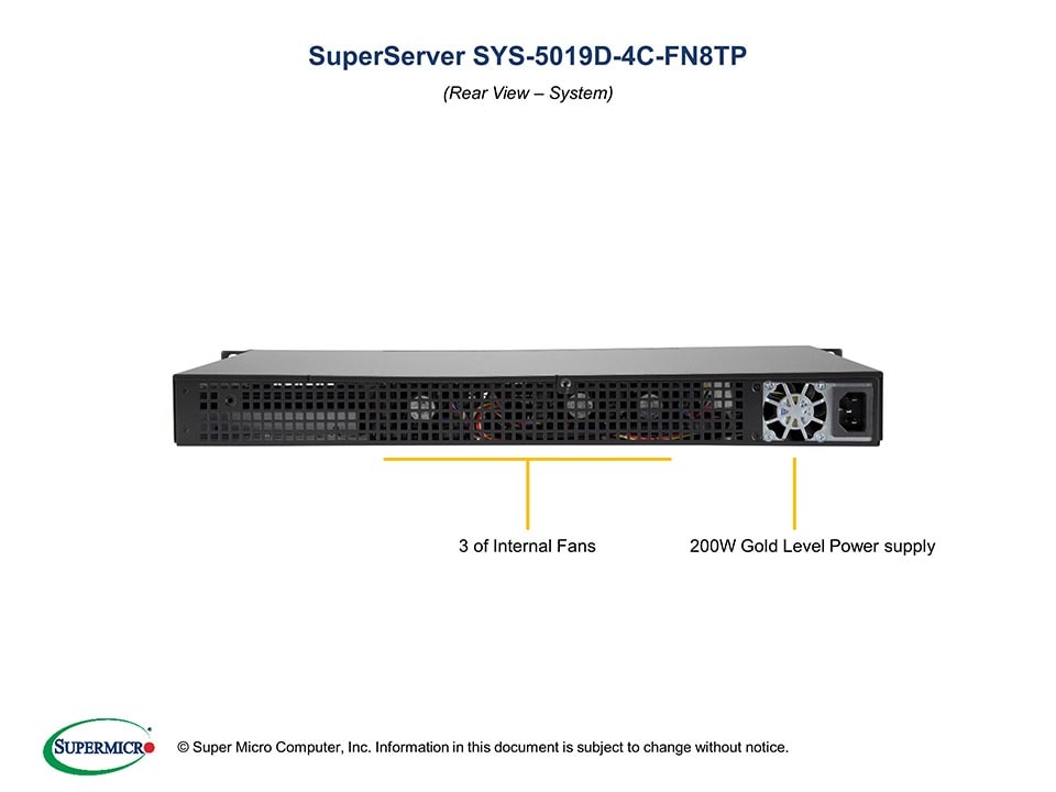 Сервер SuperMicro SYS-5019D-4C-FN8TP 1U Server - Skylake D, X11SDV-4C-TP8F, 505-203B — фото 4