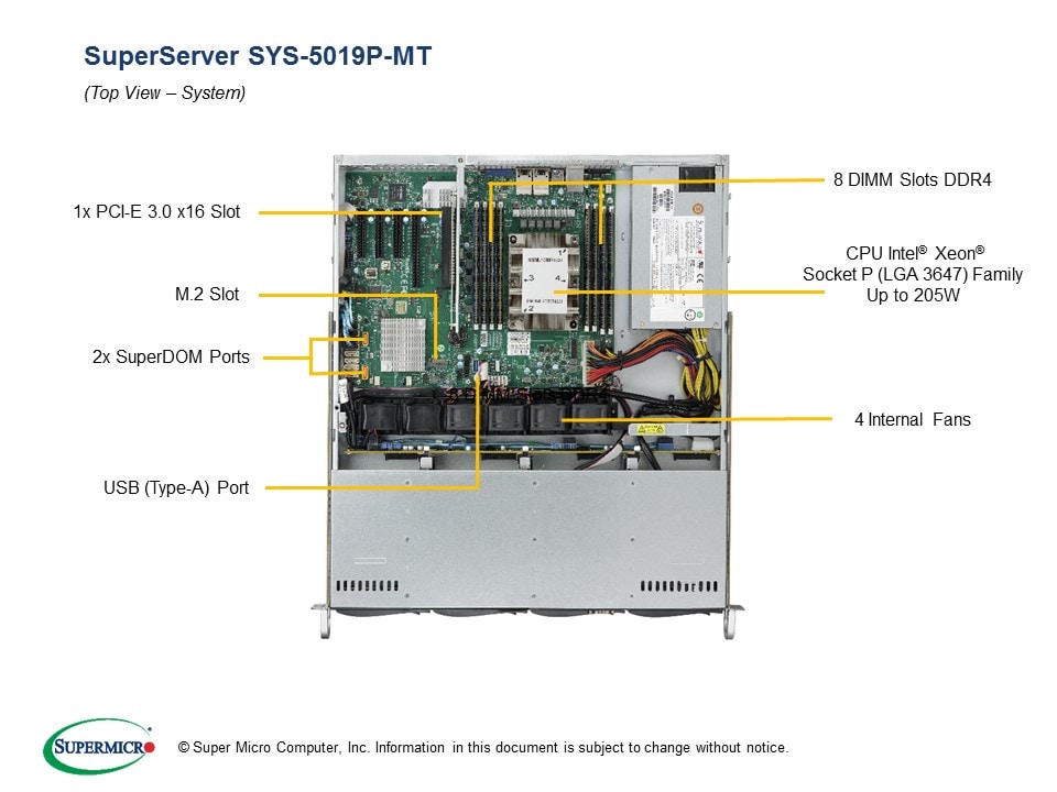 Сервер SuperMicro SYS-5019P-MT 1U Server — фото 4