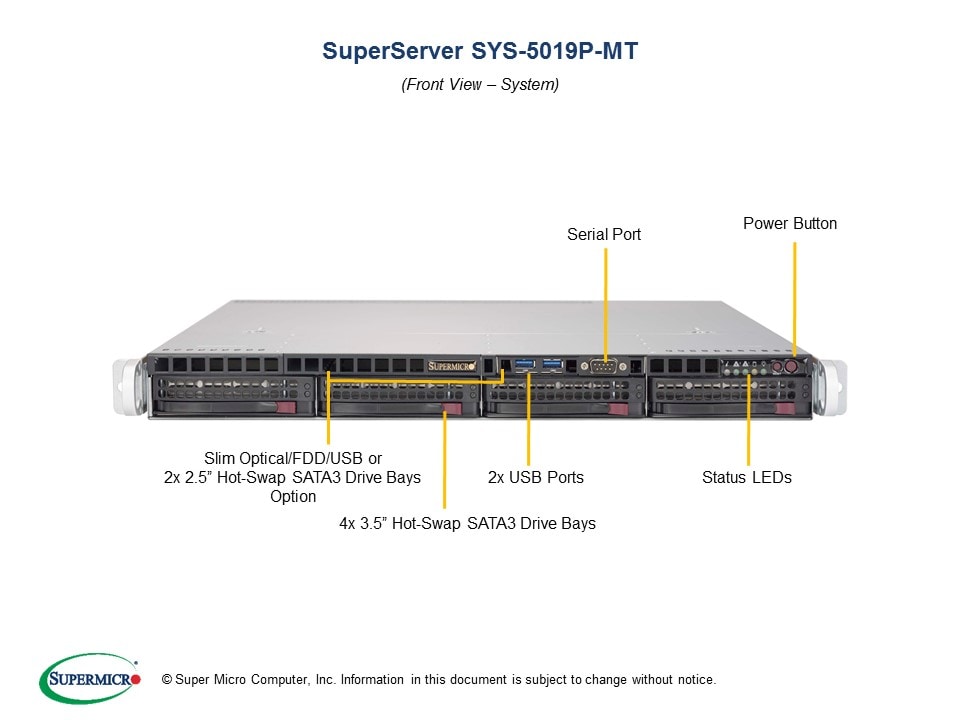 Сервер SuperMicro SYS-5019P-MT 1U Server — фото 5