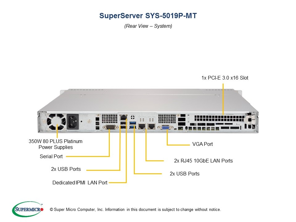 Сервер SuperMicro SYS-5019P-MT 1U Server — фото 6
