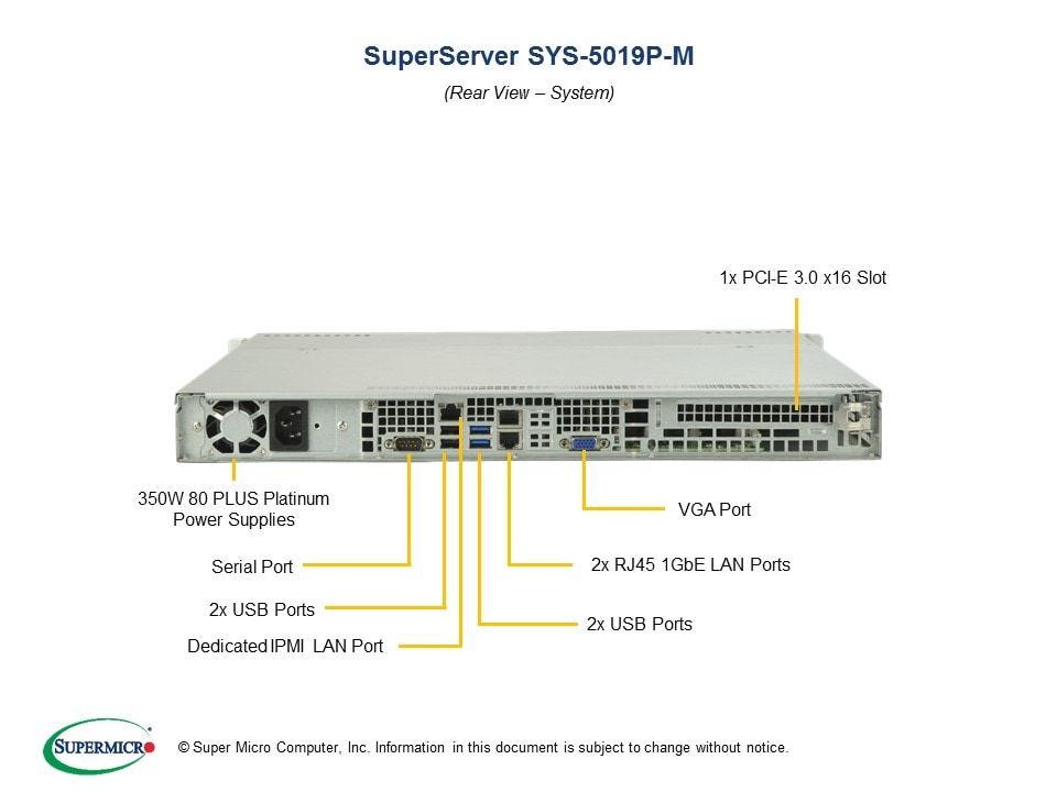 Сервер SuperMicro SYS-5019P-M 1U Server — фото 6