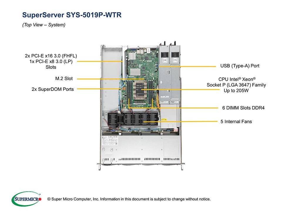 Сервер Supermicro SYS-5019P-WTR 1U — фото 3