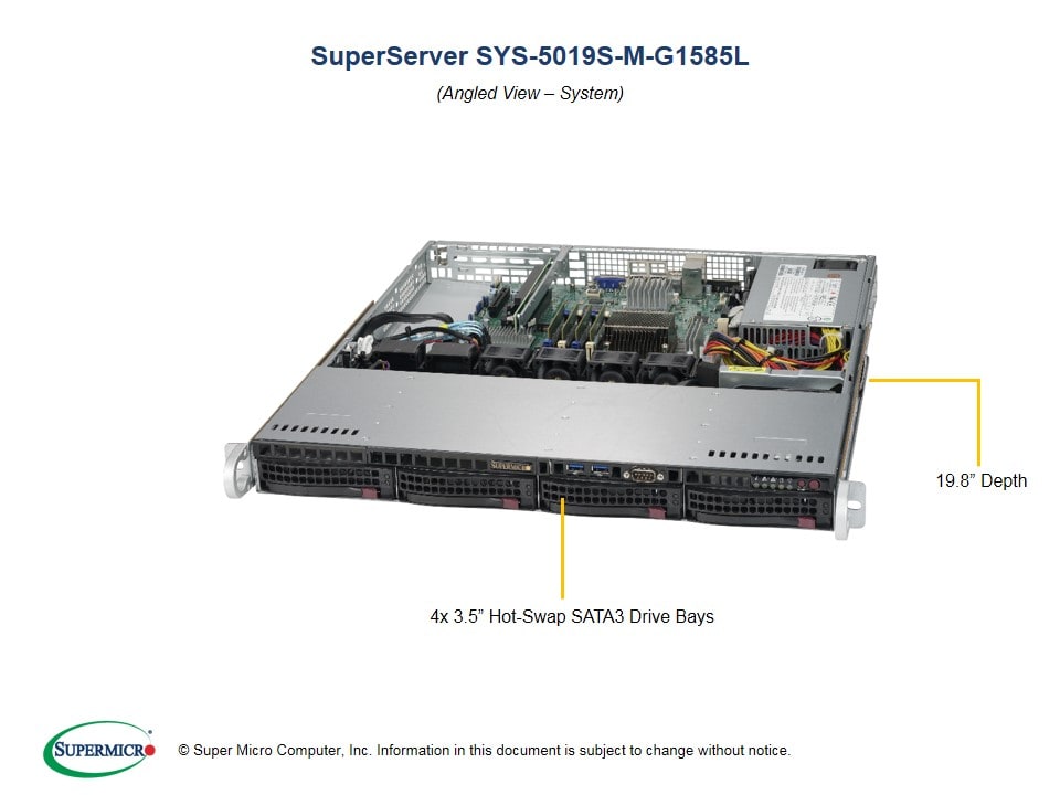 Сервер Supermicro SYS-5019S-M-G1585L 1U — фото 2