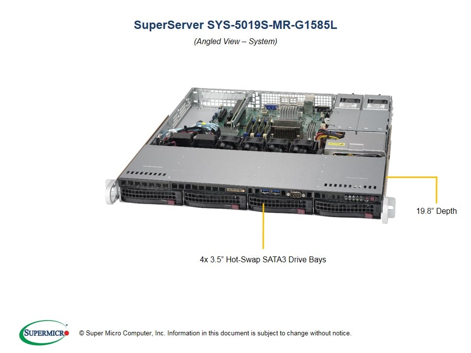 Сервер Supermicro SYS-5019S-MR-G1585L 1U — фото 2