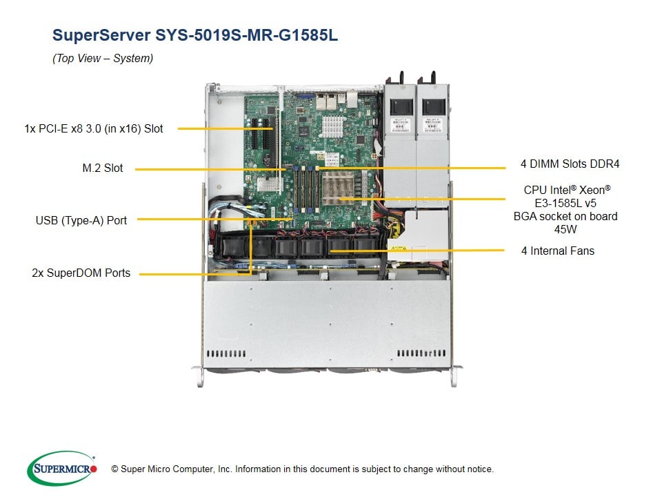 Сервер Supermicro SYS-5019S-MR-G1585L 1U — фото 3