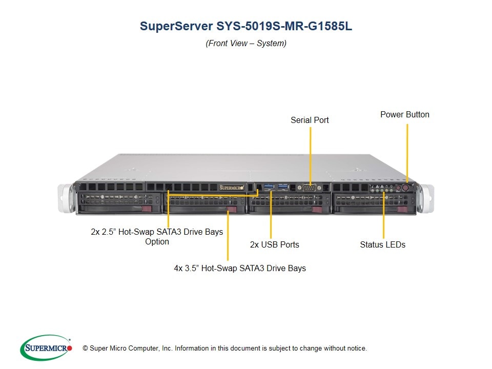 Сервер Supermicro SYS-5019S-MR-G1585L 1U — фото 4