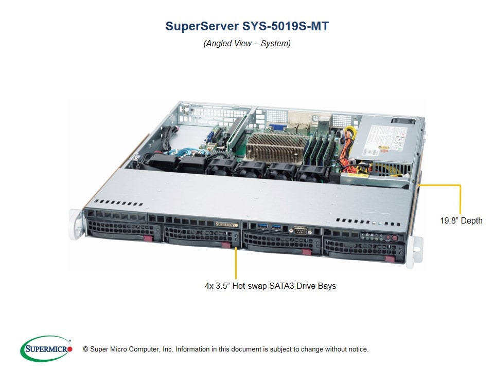 Сервер SuperMicro SYS-5019S-MT 1U 350W Server - X11SSH-TF, 813MFTQC-350CB — фото 3