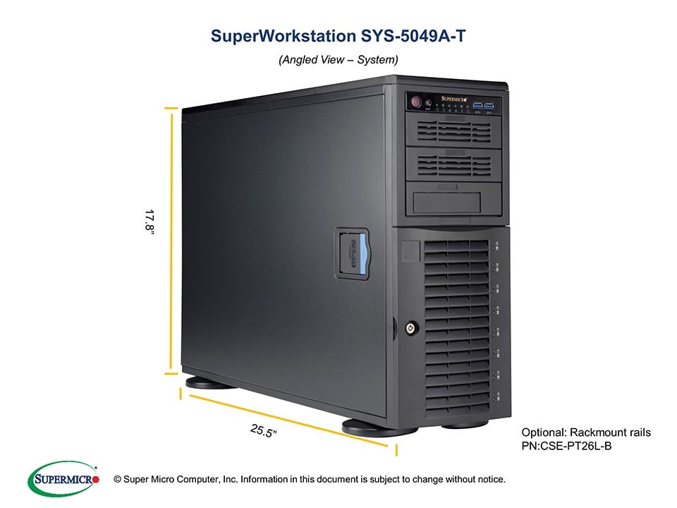Сервер SuperMicro SYS-5049A-T SuperWorkstation (X11SPA-TF, CSE-743AC-1200B-SQ),HF,RoHS — фото 3