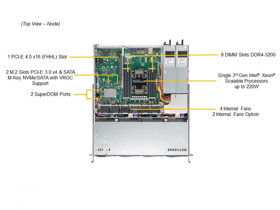 Сервер SuperMicro SYS-510P-MR UP 1U X12SPO-F, CSE-813MF2TQC-R407CB, RoHS — фото 4