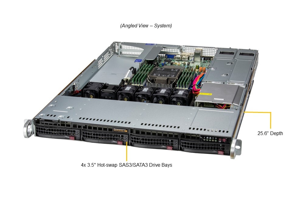 Сервер Supermicro SYS-511E-WR 1U WIO, X13SEW-F, DDR5, 4×3,5" hot-swap — фото 3